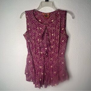 Tory Burch silk purple print tank blouse